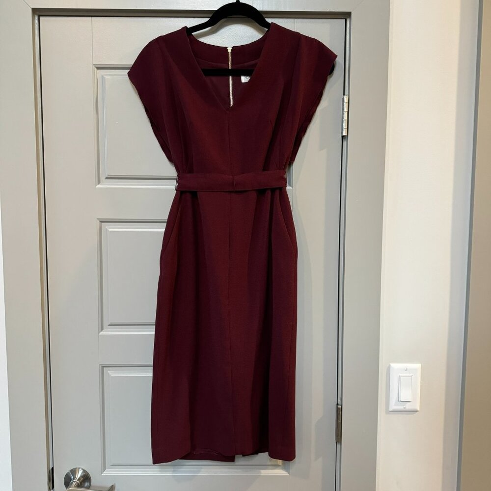 ELIZA J | Maroon Sheath Work Dress Tie Waist Size 2